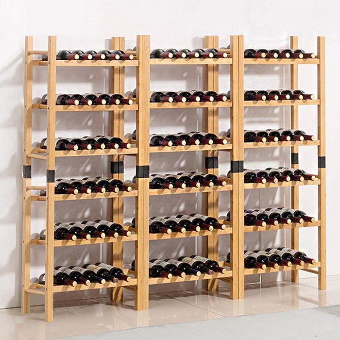 VinoCove 45-Bottle Nature Bamboo Wine Rack Free Standing Wine Bottles Display Rack Countertop Stackable Wine Rack Shelf