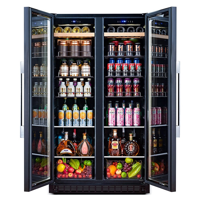 VinoCove Wine Refrigerator Beverage Refrigerator Wine Cellar  With Exhibiting Shelves