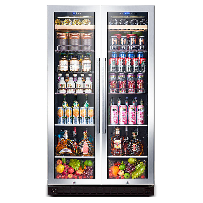 VinoCove Wine Refrigerator Beverage Refrigerator Wine Cellar  With Exhibiting Shelves