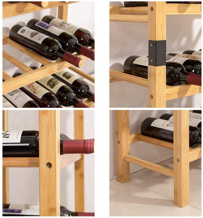VinoCove 45-Bottle Nature Bamboo Wine Rack Free Standing Wine Bottles Display Rack Countertop Stackable Wine Rack Shelf